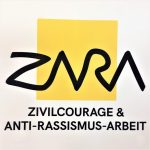 Logo des Verein ZARA in Großbuchstaben. Darunter ausgeschrieben: Zivilcourage & Anti-Rassismus-Arbeit